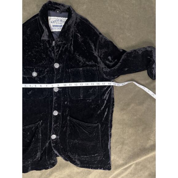 Guess Jeans Men’s Jacket Size Medium Button-Up Black Velvet - Picture 7 of 10